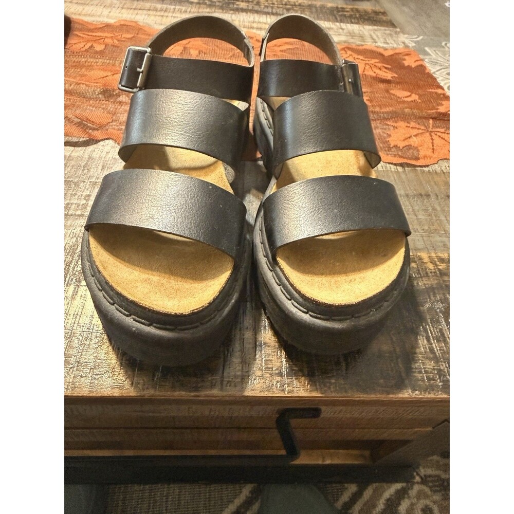 Musse & Cloud Black Triple-Strap Minoz Leather Sandal - Women Size: 39